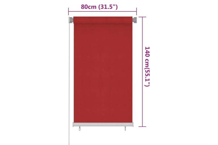 Rullaverho ulkotiloihin 80x140 cm punainen HDPE - Punainen - Verhot
 - Rullaverho