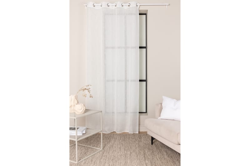 Rengasverho Kaya 140x240 cm - Valkoinen - Kodintekstiilit & matot - Verhot
 - Sivuverho - Rengasverho