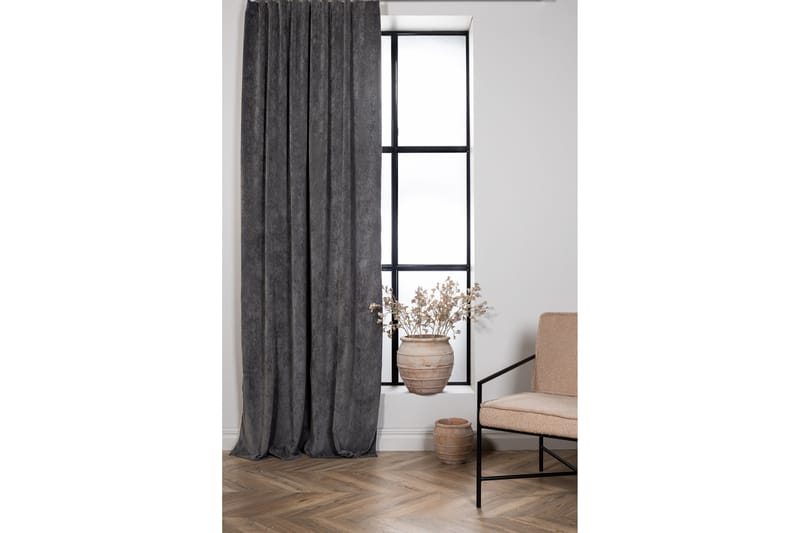 Verho Elma 140x290 cm - Harmaa - Kodintekstiilit & matot - Verhot - Sivuverho - Verho nauhakujalla