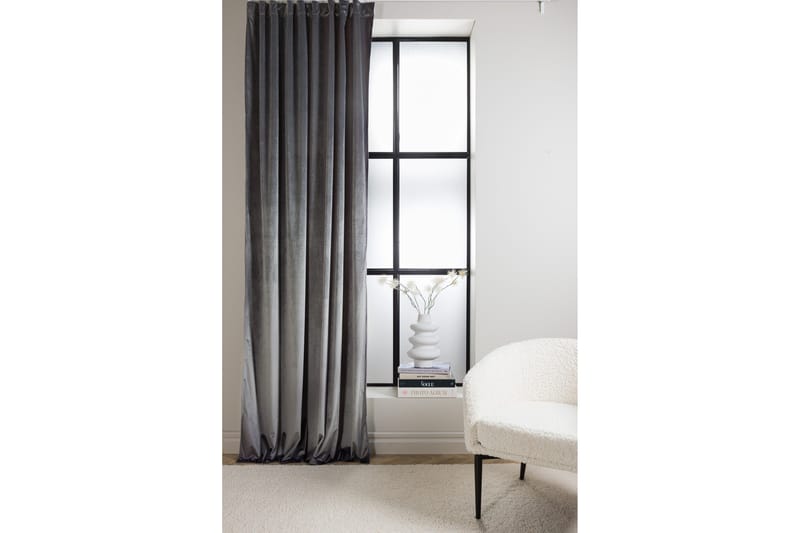 Verho Mary 135x250 cm - Harmaa - Kodintekstiilit & matot - Verhot - Sivuverho - Verho nauhakujalla