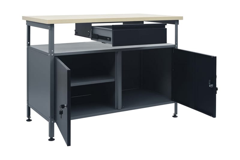 Työtaso musta 120x60x85 cm teräs - Musta - Kodintekstiilit & matot - Verhot
