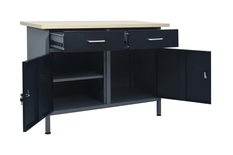 Työtaso musta 120x60x85 cm teräs - Musta - Kodintekstiilit & matot - Verhot