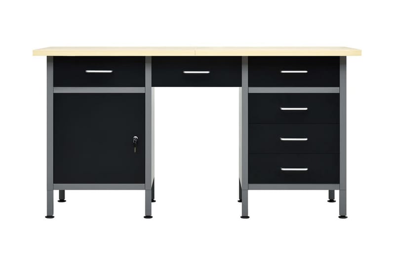 Työtaso musta 160x60x85 cm teräs - Musta - Kodintekstiilit & matot - Verhot