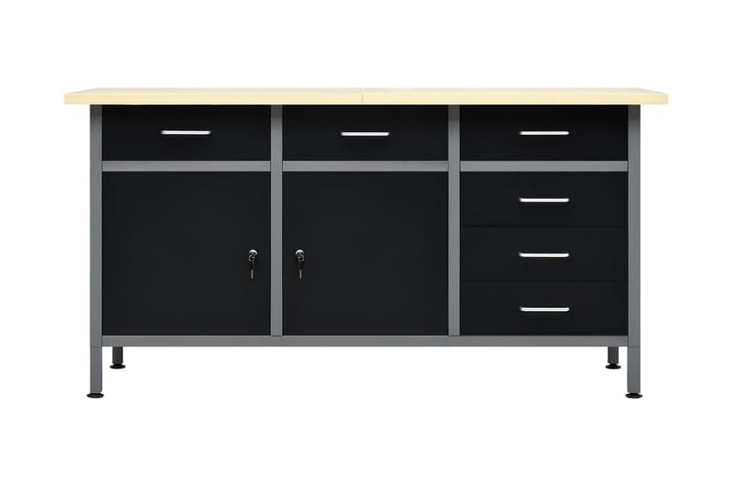 Työtaso musta 160x60x85 cm teräs - Musta - Kodintekstiilit & matot - Verhot