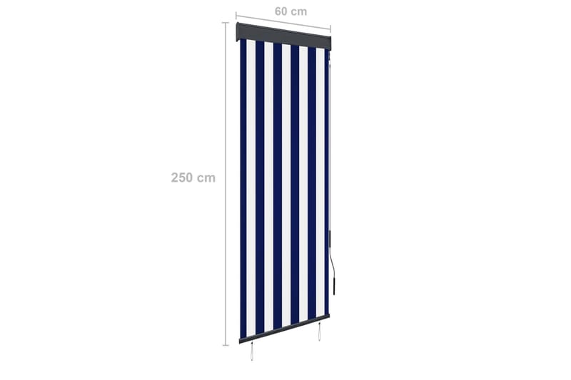 Ulkorullaverho 60x250 cm sininen ja valkoinen - Sininen - Kodintekstiilit & matot - Verhot