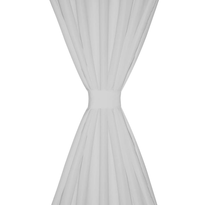 Valkoiset Mikro-Satiini Verhot Lenkeillä 2kpl 140 x 175 cm - Valkoinen - Pimennysverhot - Verhot