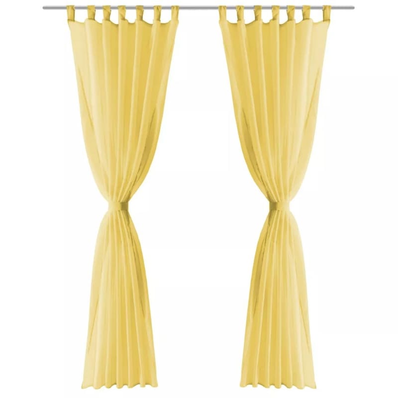 Voileeverhot 2 kpl 140x175 cm Keltainen - Keltainen - Kodintekstiilit & matot - Verhot
 - Pimennysverhot