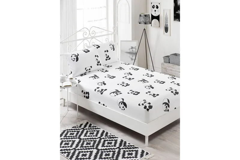 Lakana EnLora Home Tupla 160x200 cm+ tyynyliina, Musta/Valkoinen