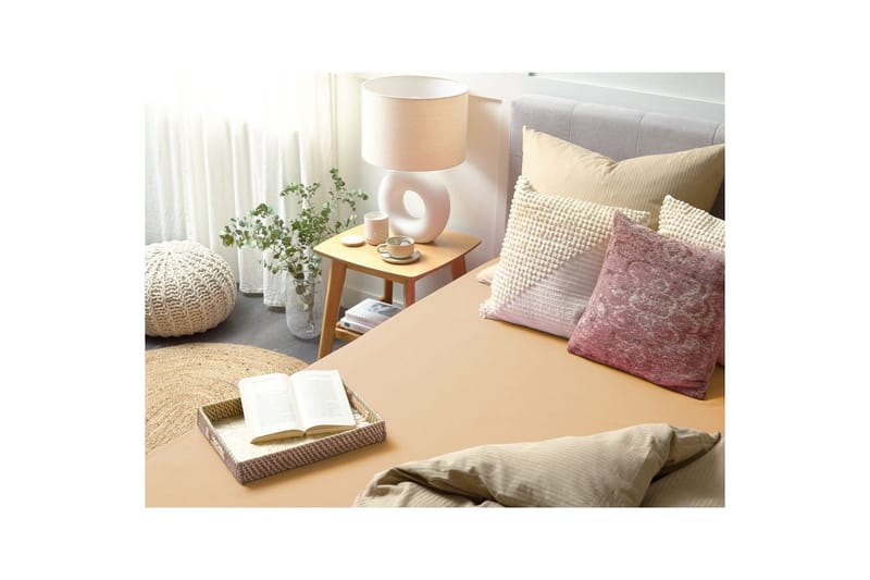 Pussilakana Janbu Hiekanbeige, 200x200 cm - Hiekanbeige, 200x200 cm - Kodintekstiilit & matot - Vuodevaatteet - Lakana - Joustolakana