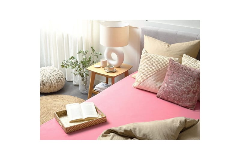 Pussilakana Janbu Koralli, 90x200 cm - Koralli, 90x200 cm - Kodintekstiilit & matot - Vuodevaatteet - Lakana - Joustolakana