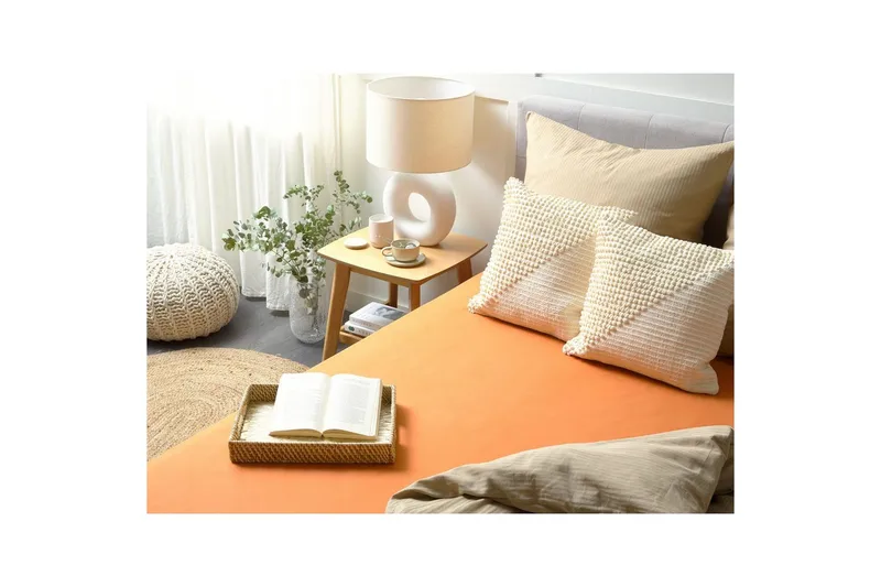 Pussilakana Janbu Oranssi, 160x200 cm - Oranssi, 160x200 cm - Kodintekstiilit & matot - Vuodevaatteet - Lakana - Joustolakana