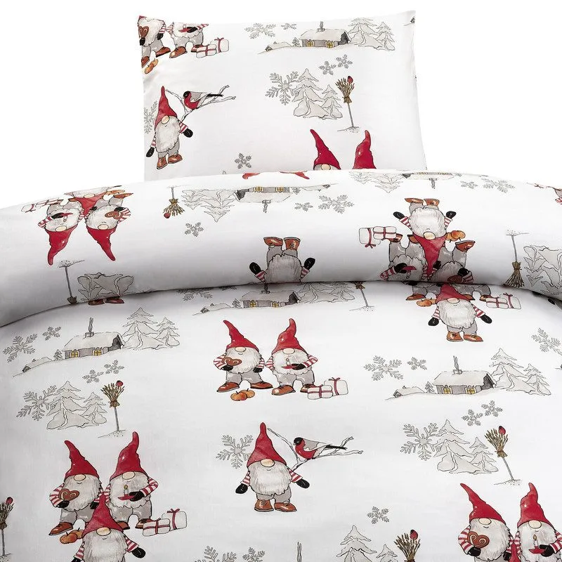 Pussilakanasetti yhden hengen sänkyyn Frosty Christmas, Valkoinen