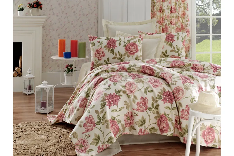 Päiväpeite EnLora Home Tupla 200x235+Lakana+2 tyynyliinaa, Roosa