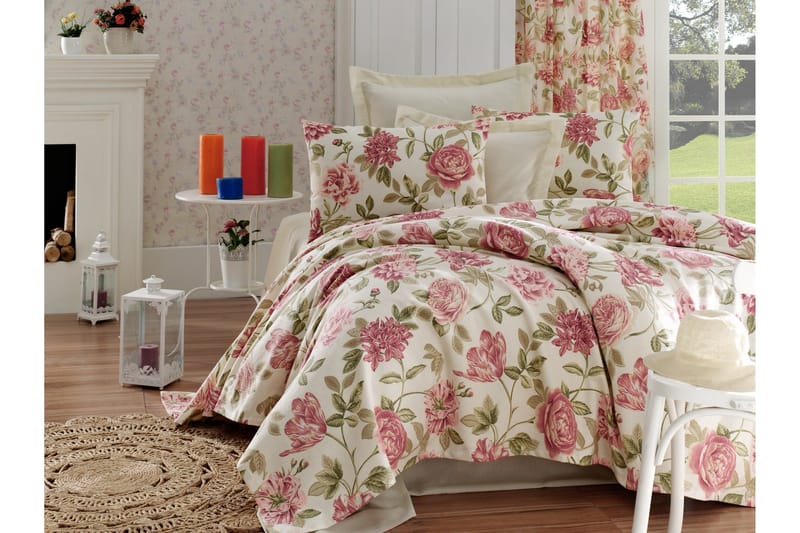 Päiväpeite EnLora Home Tupla 200x235+Lakana+2 tyynyliinaa, Roosa