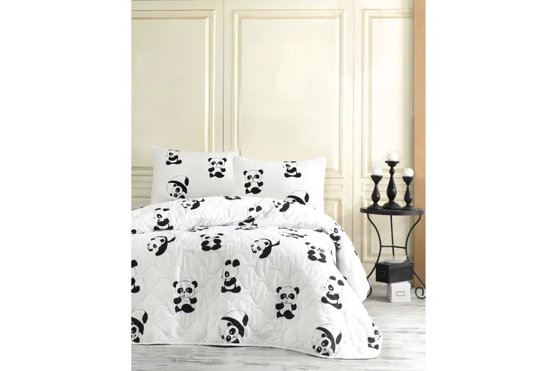 Päiväpeite EnLora Home Yhden 160x220+ tyynyliina Tikattu, Musta/Valkoinen