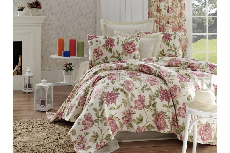 Päiväpeite EnLora Home Yhden 160x235+Lakana+ tyynyliina - Roosa - Kodintekstiilit & matot - Vuodevaatteet