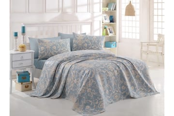 Päiväpeite Eponj Home Tupla 200x235+Lakana+2 tyynyliinaa - Sininen/Valkoinen - Kodintekstiilit & matot - Vuodevaatteet - Pussilakanasetti - Pussilakanasetti yhden hengen sänkyyn