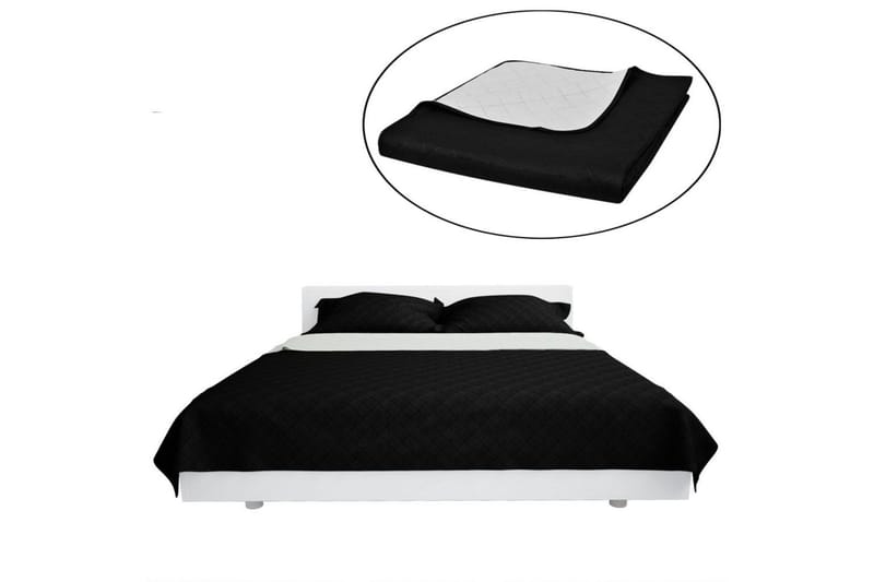 Kaksipuolinen Tikattu Päiväpeite Musta/Valkoinen 170x210cm - Musta - Kodintekstiilit & matot - Vuodevaatteet - Päiväpeitto
 - Parisängyn päiväpeitto