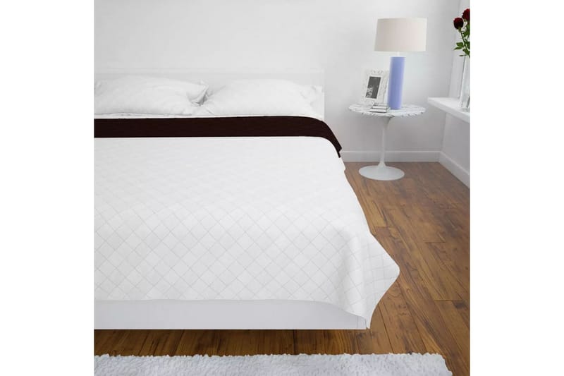 Kaksipuolinen Tikattu Päiväpeite Beige/Ruskea 230 x 260 cm - Beige - Kodintekstiilit & matot - Vuodevaatteet - Päiväpeitto
 - Parisängyn päiväpeitto