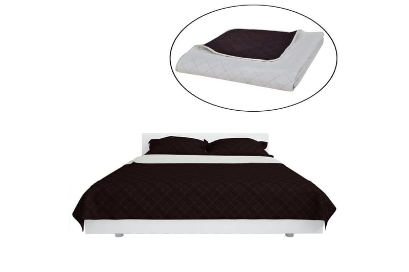 Kaksipuolinen Tikattu Päiväpeite Beige/Ruskea 230 x 260 cm - Beige - Kodintekstiilit & matot - Vuodevaatteet - Päiväpeitto
 - Parisängyn päiväpeitto