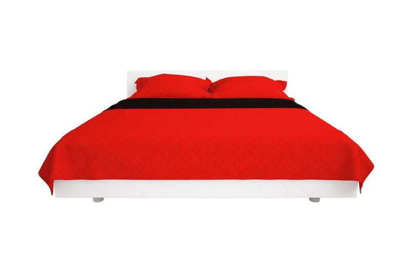 Kaksipuolinen tikattu päiväpeite Punainen ja musta 230x260cm - Monivärinen - Kodintekstiilit & matot - Vuodevaatteet - Päiväpeitto
 - Parisängyn päiväpeitto