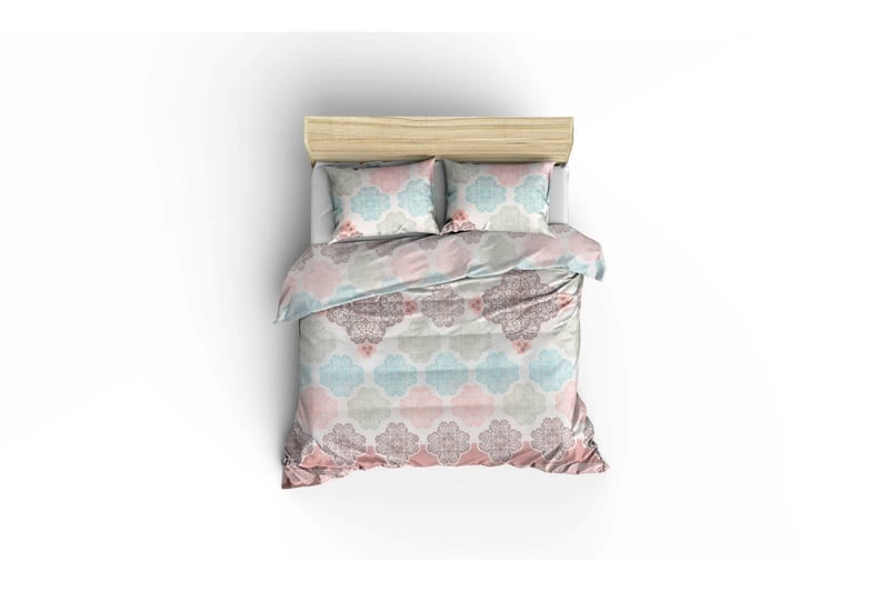 Päiväpeite Eponj Home Tupla 200x235+Lakana+2 tyynyliinaa - Valk/Turkoosi/Vihreä/Beige - Kodintekstiilit & matot - Vuodevaatteet - Päiväpeitto - Parisängyn päiväpeitto