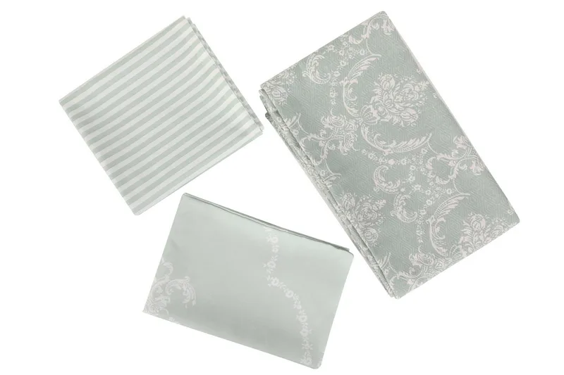 Päiväpeite Eponj Home Tupla 200x235+Lakana+2 tyynyliinaa, Vihreä/Valkoinen