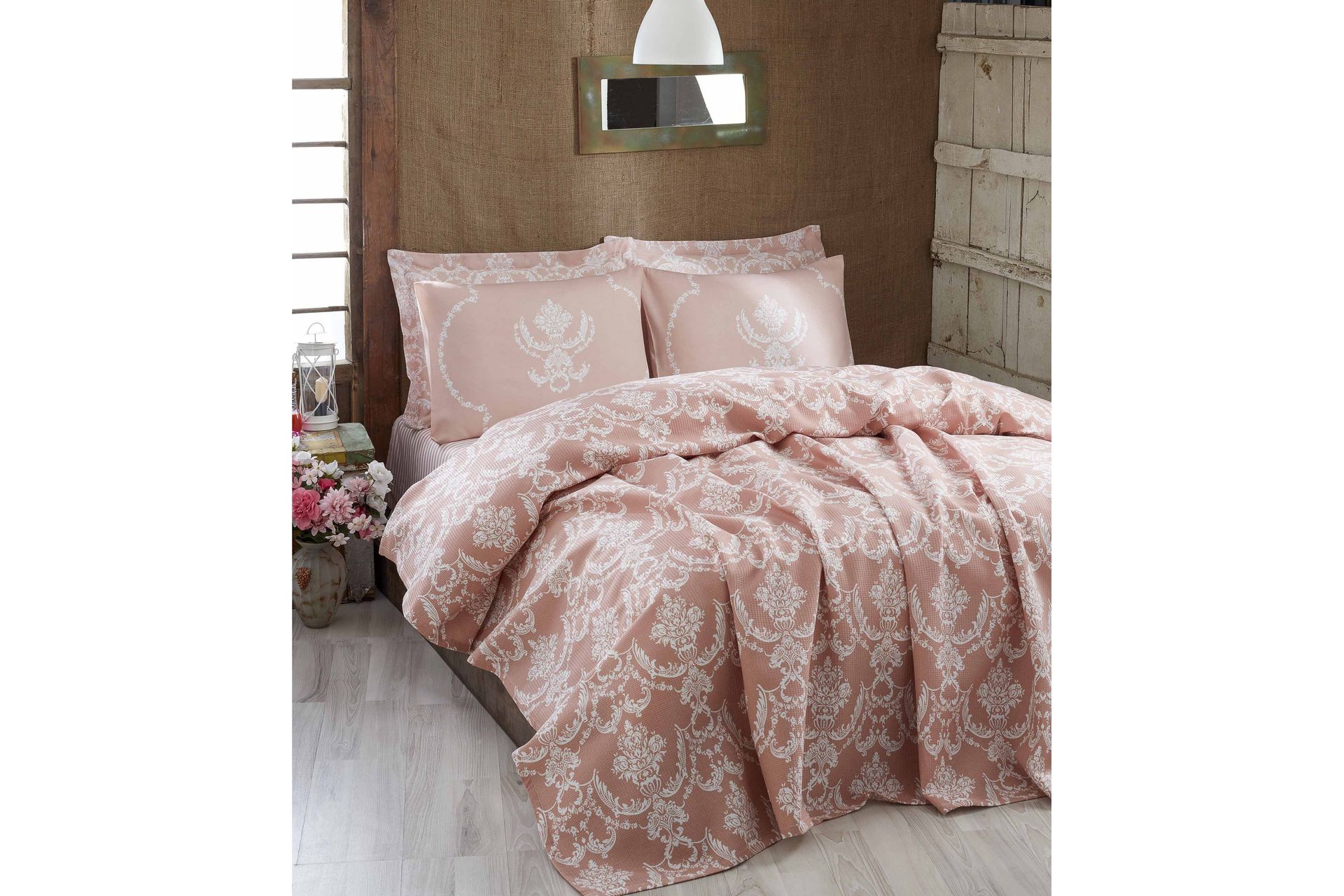 Päiväpeite Eponj Home Yhden 160x235 cm - Roosa/Valkoinen - Kodintekstiilit & matot - Vuodevaatteet - Päiväpeitto
 - Parisängyn päiväpeitto
