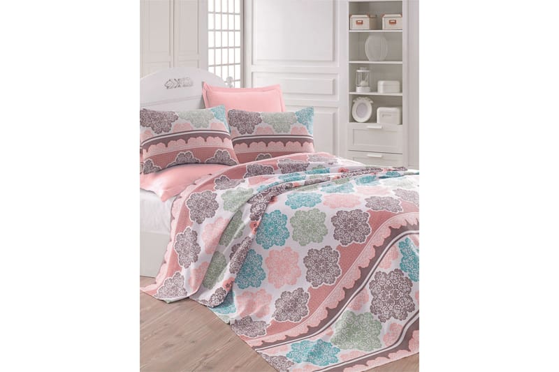 Päiväpeite Eponj Home Yhden 160x235 cm, Turkoosi/Roosa/Kerma