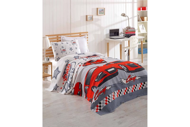 Päiväpeite Eponj Home Yhden 160x235 cm - Valkoinen/Harmaa/Punainen - Kodintekstiilit & matot - Vuodevaatteet - Päiväpeitto
 - Parisängyn päiväpeitto