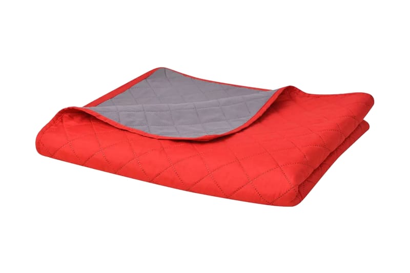 Tikattu päiväpeite kaksipuolinen 170x210cm punainen & harmaa - Monivärinen - Kodintekstiilit & matot - Vuodevaatteet - Päiväpeitto
 - Parisängyn päiväpeitto