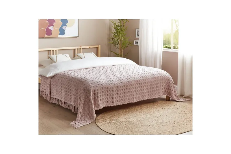 Sängynpeite Bere Vaaleanpunainen, 220x240 cm - Vaaleanpunainen, 220x240 cm - Kodintekstiilit & matot - Vuodevaatteet - Päiväpeitto - Yhden hengen sängyn päiväpeitto