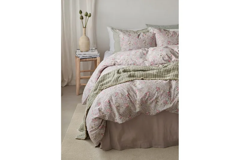 Pussilakanasetti Yhden hengen sänky 2-osainen Floret Hiekka - Ruskea - Kodintekstiilit & matot - Vuodevaatteet - Pussilakanasetti - Pussilakanasetti yhden hengen sänkyyn