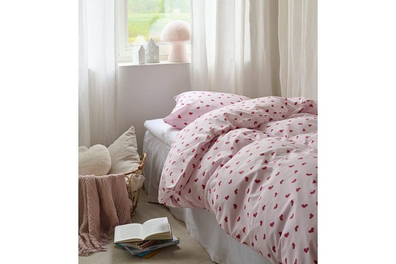 Pussilakanasetti Yhden hengen sänkyyn 2-osainen Hjärtrud - Vaaleanpunainen - Kodintekstiilit & matot - Vuodevaatteet - Pussilakanasetti - Pussilakanasetti yhden hengen sänkyyn