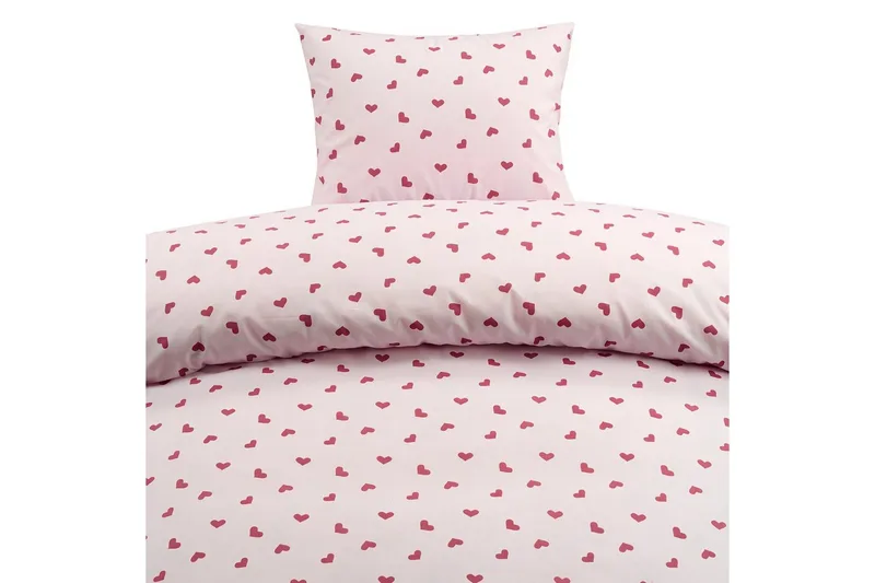 Pussilakanasetti Yhden hengen sänkyyn 2-osainen Hjärtrud - Vaaleanpunainen - Kodintekstiilit & matot - Vuodevaatteet - Peitto
 - Tuplapeitto