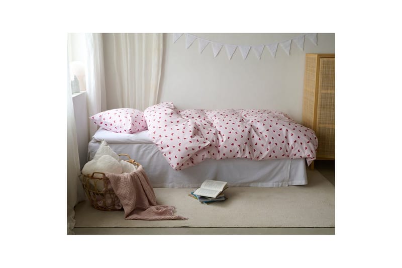 Pussilakanasetti Yhden hengen sänkyyn 2-osainen Hjärtrud - Vaaleanpunainen - Kodintekstiilit & matot - Vuodevaatteet - Pussilakanasetti - Pussilakanasetti yhden hengen sänkyyn