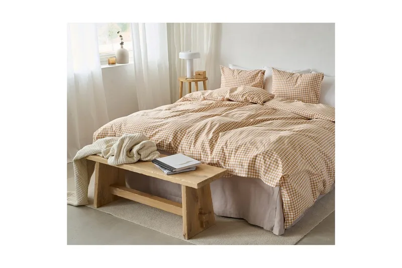 Pussilakanasetti Yhden hengen sänkyyn 2-osainen Märta Ruudullinen - Keltainen - Kodintekstiilit & matot - Vuodevaatteet - Peitto
 - Tuplapeitto