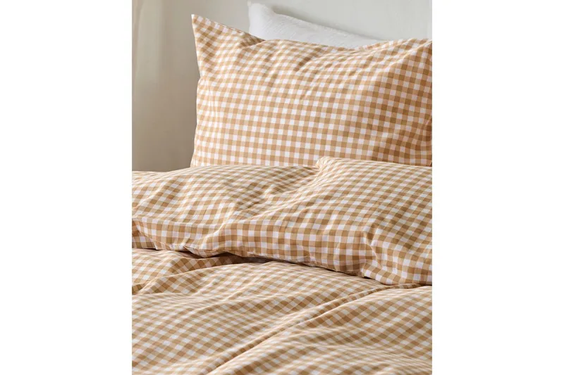 Pussilakanasetti Yhden hengen sänkyyn 2-osainen Märta Ruudullinen - Keltainen - Kodintekstiilit & matot - Vuodevaatteet - Peitto
 - Tuplapeitto