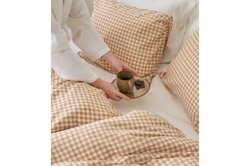 Pussilakanasetti Yhden hengen sänkyyn 2-osainen Märta Ruudullinen - Keltainen - Kodintekstiilit & matot - Vuodevaatteet - Peitto
 - Tuplapeitto