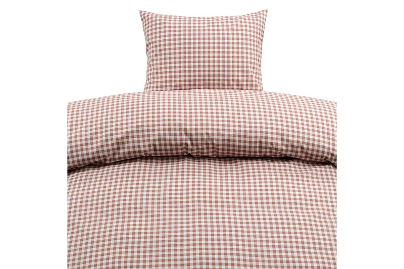 Pussilakanasetti Yhden hengen sänkyyn 2-osainen Märta Ruudullinen - Ruskea - Kodintekstiilit & matot - Vuodevaatteet - Peitto
 - Tuplapeitto