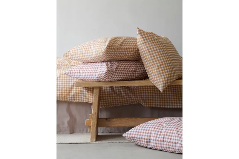 Pussilakanasetti Yhden hengen sänkyyn 2-osainen Märta Ruudullinen - Ruskea - Kodintekstiilit & matot - Vuodevaatteet - Peitto
 - Tuplapeitto