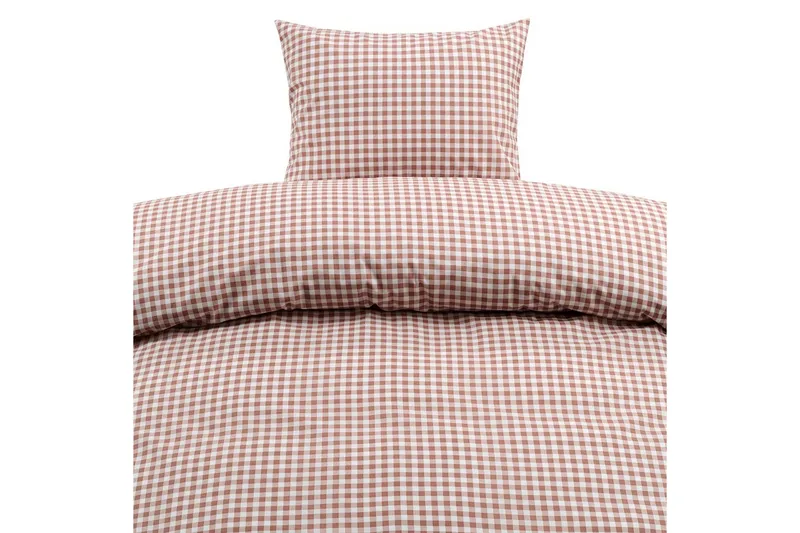 Pussilakanasetti Yhden hengen sänkyyn 2-osainen Märta Ruudullinen - Ruskea - Kodintekstiilit & matot - Vuodevaatteet - Peitto
 - Tuplapeitto