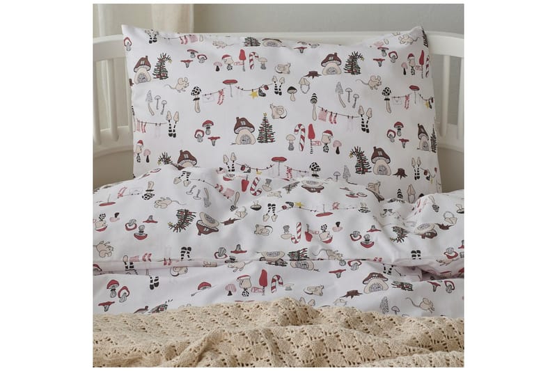 Pussilakanasetti Pinnasänkyyn 2-Osainen Fingal Joulu Valkoinen - Valkoinen - Kodintekstiilit & matot - Vuodevaatteet - Pussilakanasetti - Pussilakanasetti yhden hengen sänkyyn