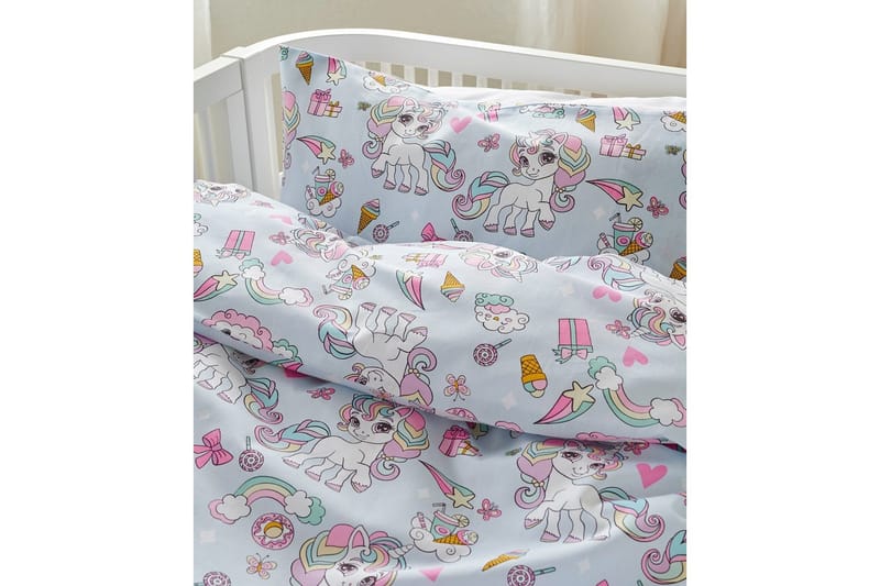 Pussilakanasetti Pinnasänkyyn 2-Osainen Yksisarvinen Sininen - Kodintekstiilit & matot - Vuodevaatteet - Peitto - Tuplapeitto