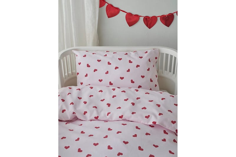 Pussilakanasetti Pinnasänkyyn 2-osainen Hjärtrud - Vaaleanpunainen - Kodintekstiilit & matot - Vuodevaatteet - Peitto
 - Tuplapeitto