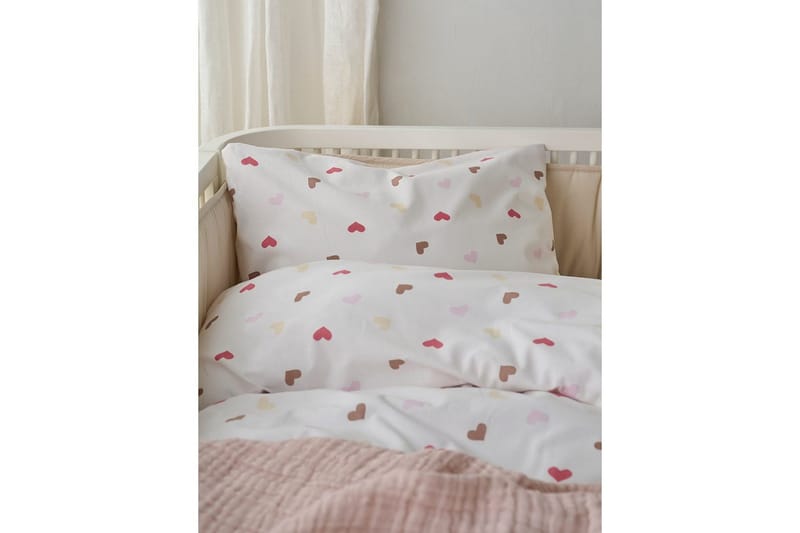 Pussilakanasetti Pinnasänkyyn 2-osainen Hjärtrud - Beige - Kodintekstiilit & matot - Vuodevaatteet - Peitto
 - Tuplapeitto