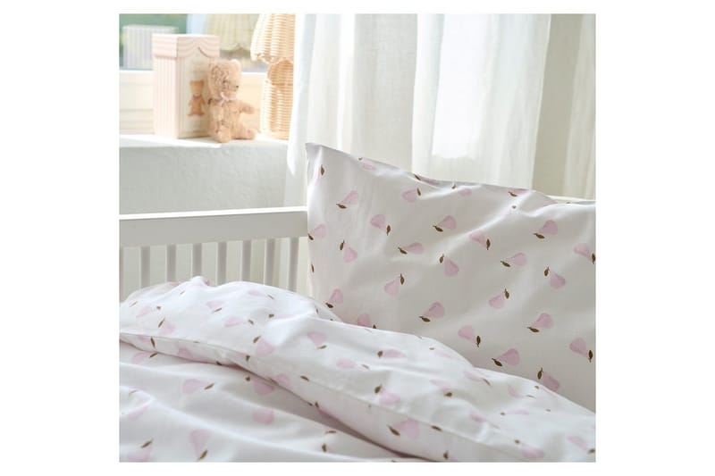 Pussilakanasetti Pinnasänkyyn 2-osainen Päärynä Vaaleanpunainen - Vaaleanpunainen - Kodintekstiilit & matot - Vuodevaatteet - Pussilakanasetti - Pussilakanasetti yhden hengen sänkyyn