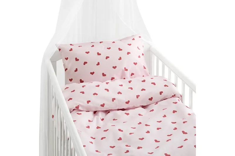 Pussilakanasetti Pinnasänkyyn 2-osainen Hjärtrud, Vaaleanpunainen