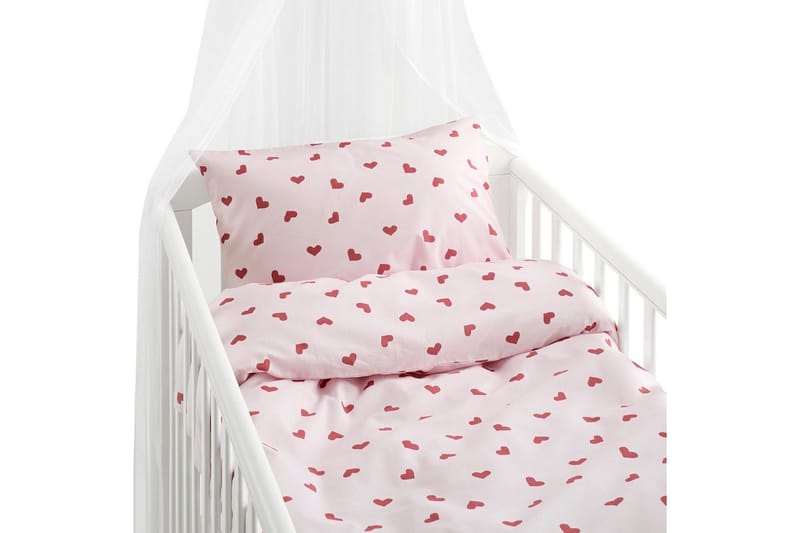 Pussilakanasetti Pinnasänkyyn 2-osainen Hjärtrud, Vaaleanpunainen