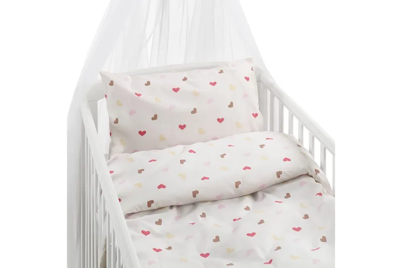 Pussilakanasetti Pinnasänkyyn 2-osainen Hjärtrud - Beige - Kodintekstiilit & matot - Vuodevaatteet - Pussilakanasetti - Pussilakanasetti yhden hengen sänkyyn